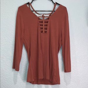 Muted rose pink 3/4 sleeved top